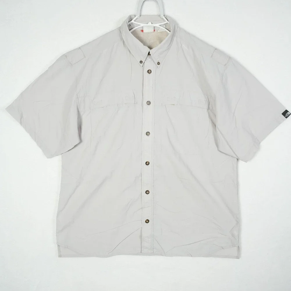 The North Face Button Shirt Mens Size Large Gray Vented Performance Outdoor Hike